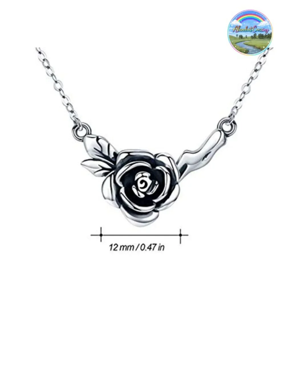 925 Sterling Silver Rose Flower Pendant Necklace